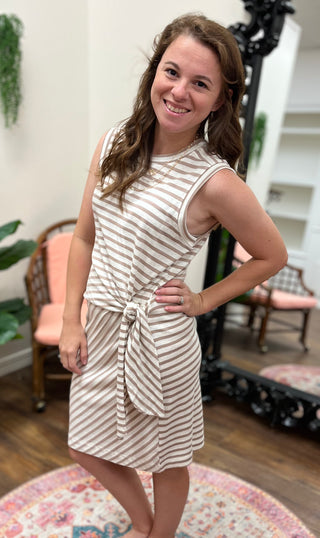 Linen mock wrap tank dress