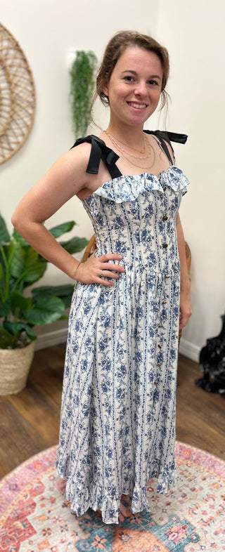 Ruffle floral maxi dress