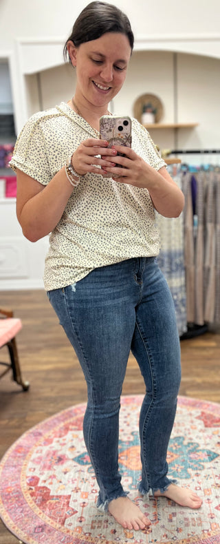 Shark Bite Hem Skinny Jeans